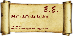 Böröndy Endre névjegykártya